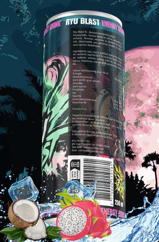 Les 6 Ryu Blast 🐉🥥 - Fruit du dragon & Coco (Précommande, disponible le 15 octobre)